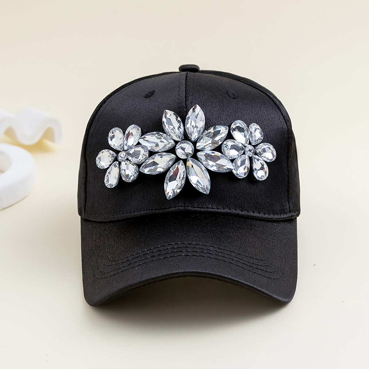 Rhinestone Flower Baseball Cap Casual Sun Hat Adjustable Women Sports Hats