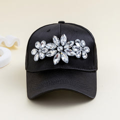 Rhinestone Flower Baseball Cap Casual Sun Hat Adjustable Women Sports Hats