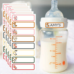 Girly Floral Baby Bottle Labels Waterproof 6 Sheets