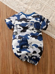 Baby Boys Casual Camouflage Short Sleeve Romper Jumpsuit