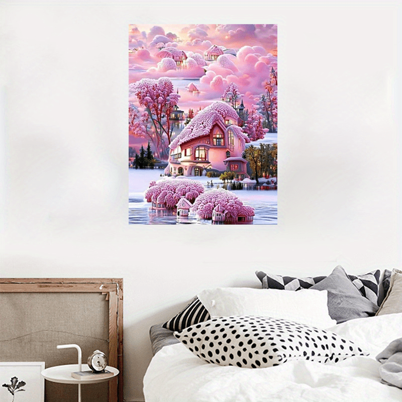 Pink Castle Canvas Painting - Magical Home Decor