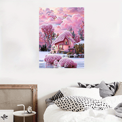 Pink Castle Canvas Painting - Magical Home Decor