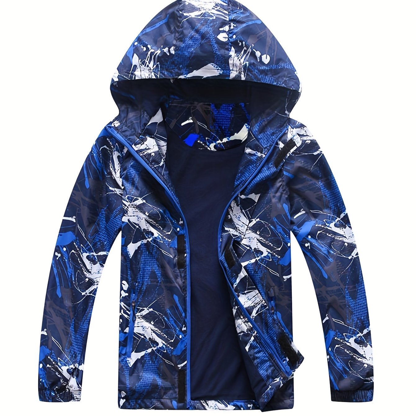 Boys Hooded Windbreaker Jacket with Fleece Lining
