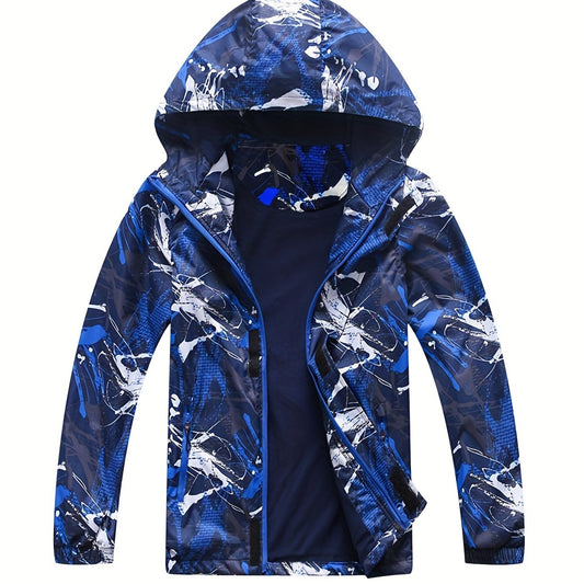 Boys Hooded Windbreaker Jacket with Fleece Lining
