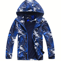 Boys Hooded Windbreaker Jacket with Fleece Lining