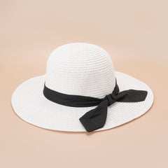 Summer Straw Hat Travel Beach Hat Bow Sun Hat UV Protection