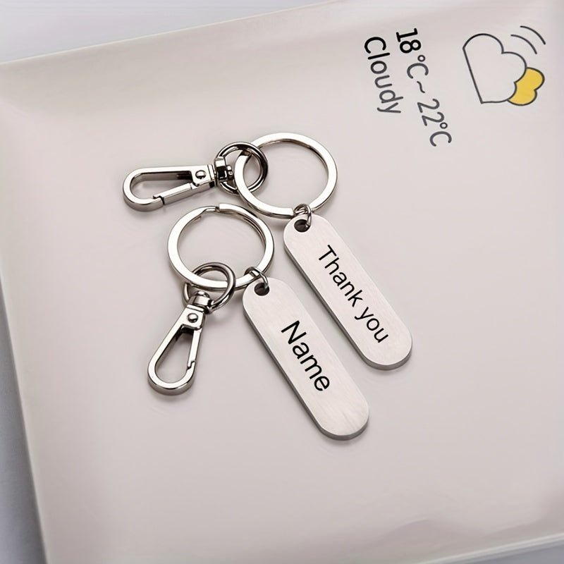 Stainless Steel Car Keychains Personalized Name Phone Number