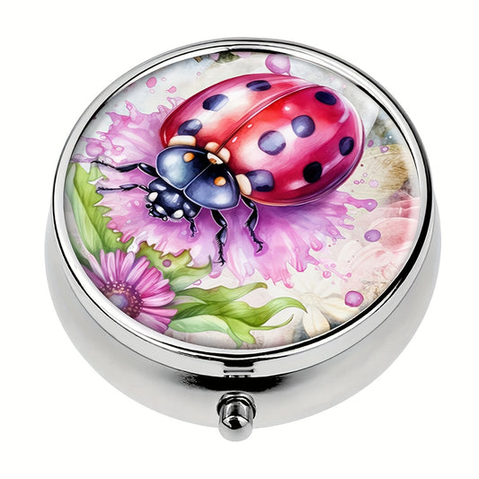 Ladybug Pill Box 3 Compartment Portable Travel Medicine Case