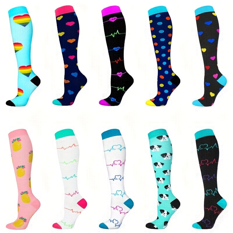 10 Pairs Men's Compression Socks for Sports, Sweat-wicking Breathable Socks