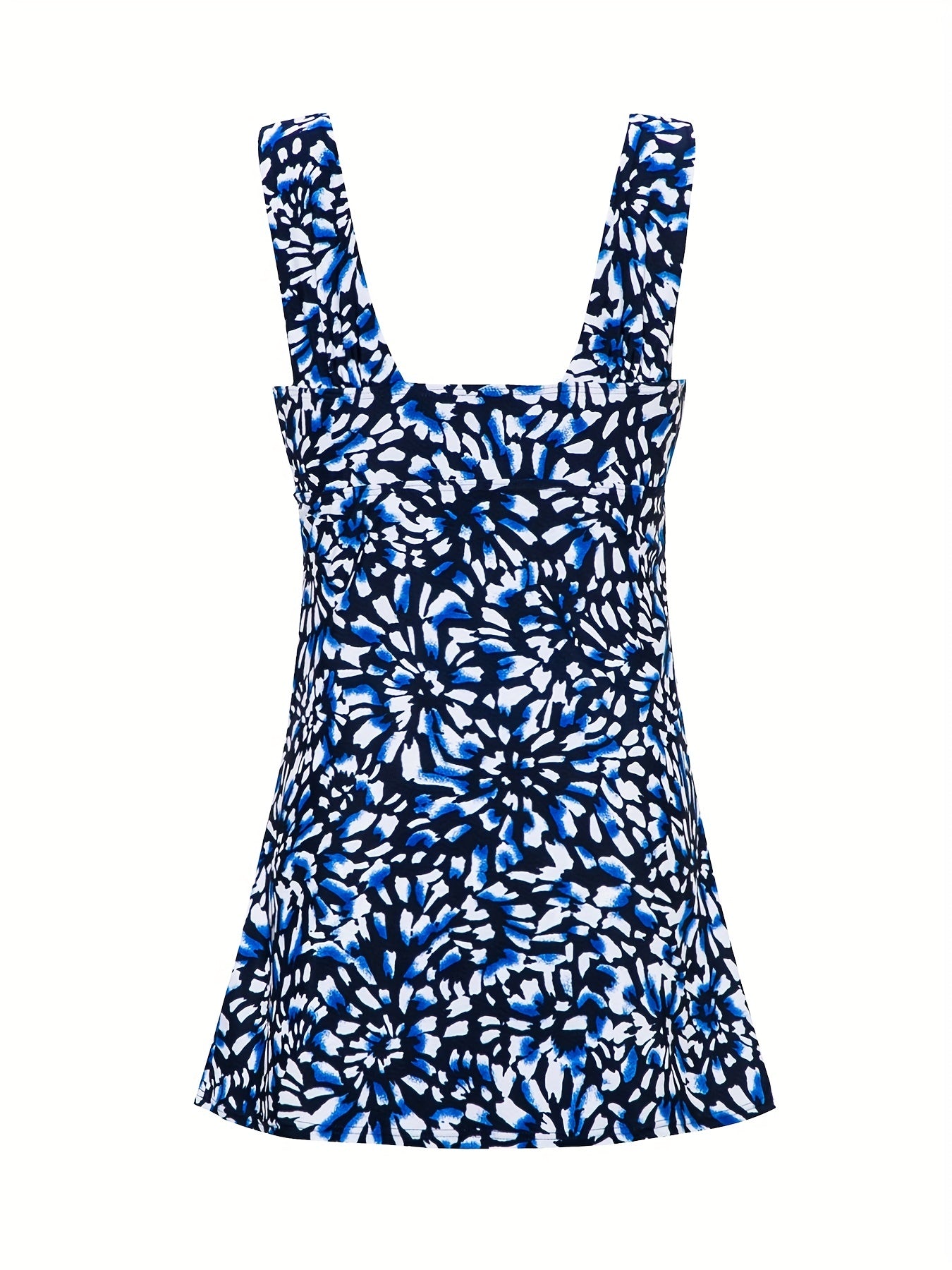 Floral Print V Neck One Piece Swimsuit