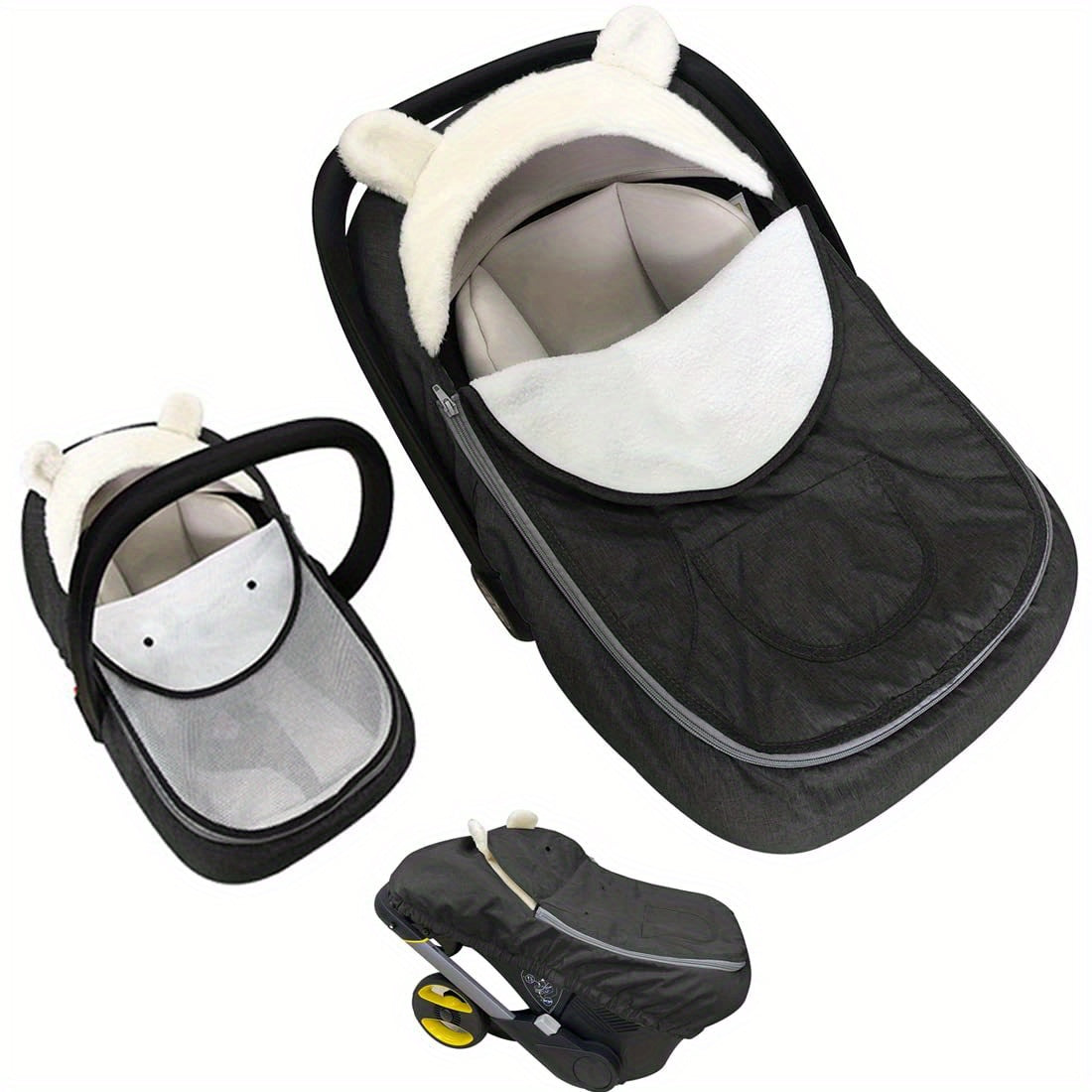 2 in 1 Baby Car Seat Cover Universal Fit Mesh Cover & Window