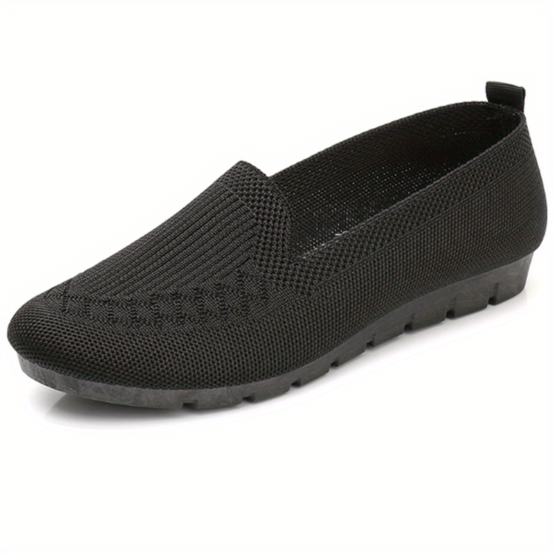 Women's Knit Flat Shoes Soft Sole Slip On Comfortable Walking Flats