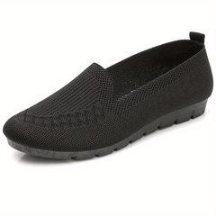 Women's Knit Flat Shoes Soft Sole Slip On Comfortable Walking Flats