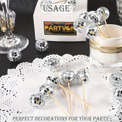 8pcs 3 0cm Disco Balls Cake Decoration Disco Party Decoration