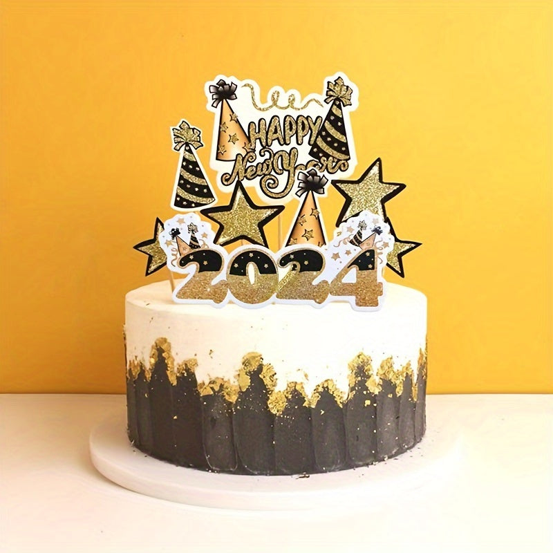 8pcs Happy Year Paper Cake Cupcake Toppers Party Supplies Decor
