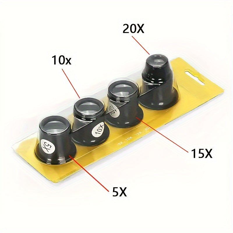 4pcs Jewelry Magnifying Glass Set 5X 10X 15X 20X