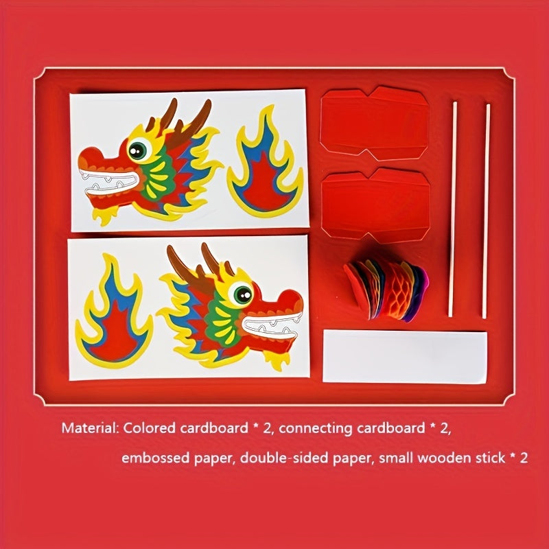 8pcs DIY Paper Dragon Dance Materials Set