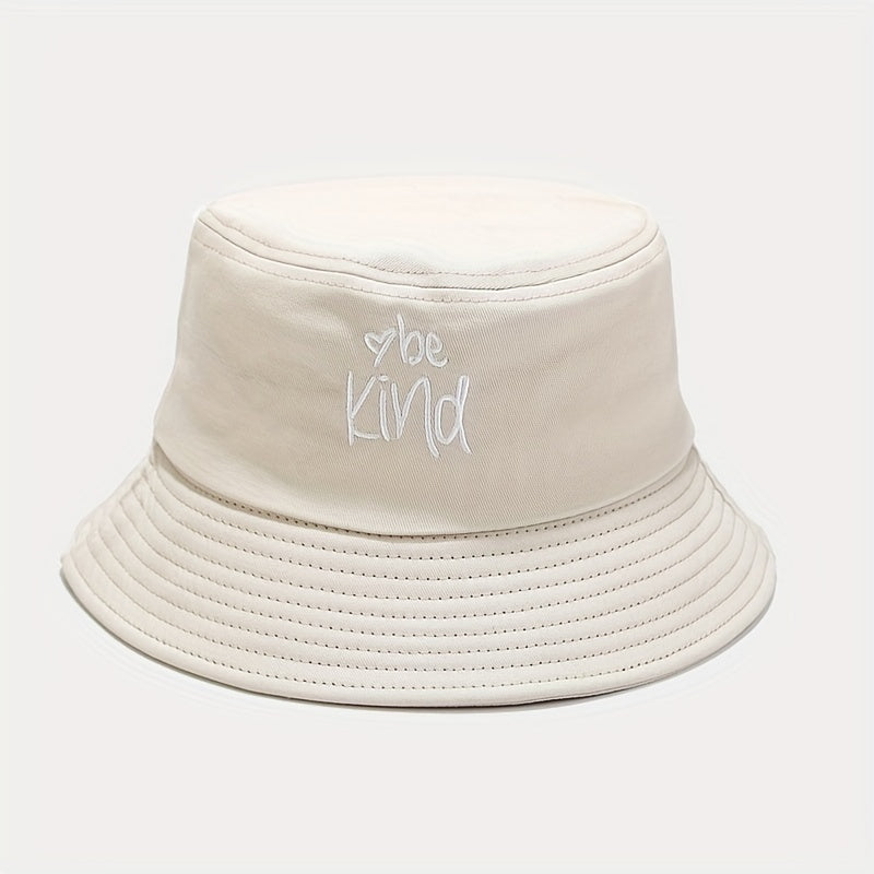 Unisex Sunshade Bucket Hat Heart Embroidery Double Sided Sun Hat