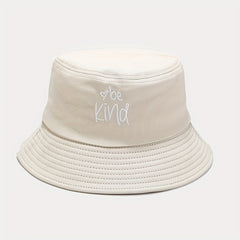 Unisex Sunshade Bucket Hat Heart Embroidery Double Sided Sun Hat