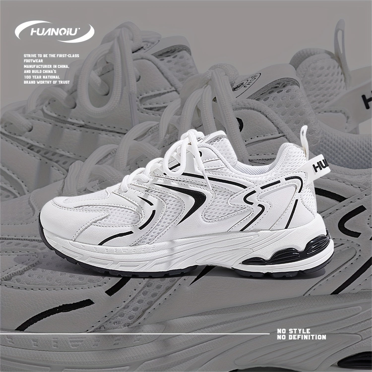 HUANQIU Lace-up Chunky Sneakers Mesh Breathable Running Shoes