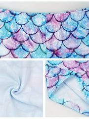 3pcs Girls Tie Dye Mermaid Leotard Sets Long Sleeve Romper Shorts Hair Band
