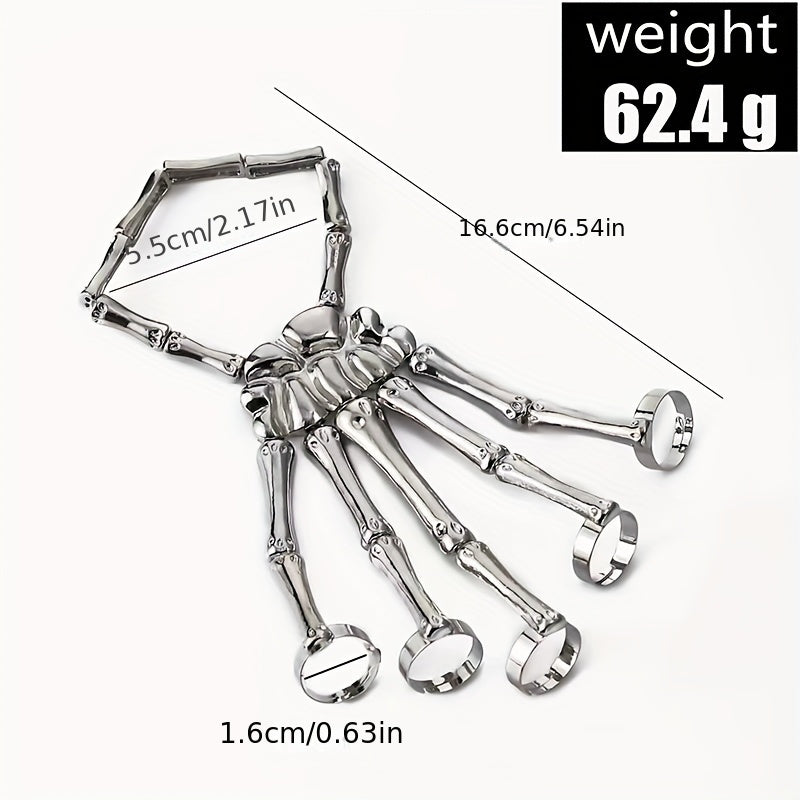 Punk Skull Metal Hand Bones Hand Bracelet