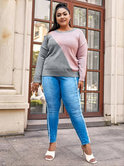 Colorblock Cut Out Pullover Sweater