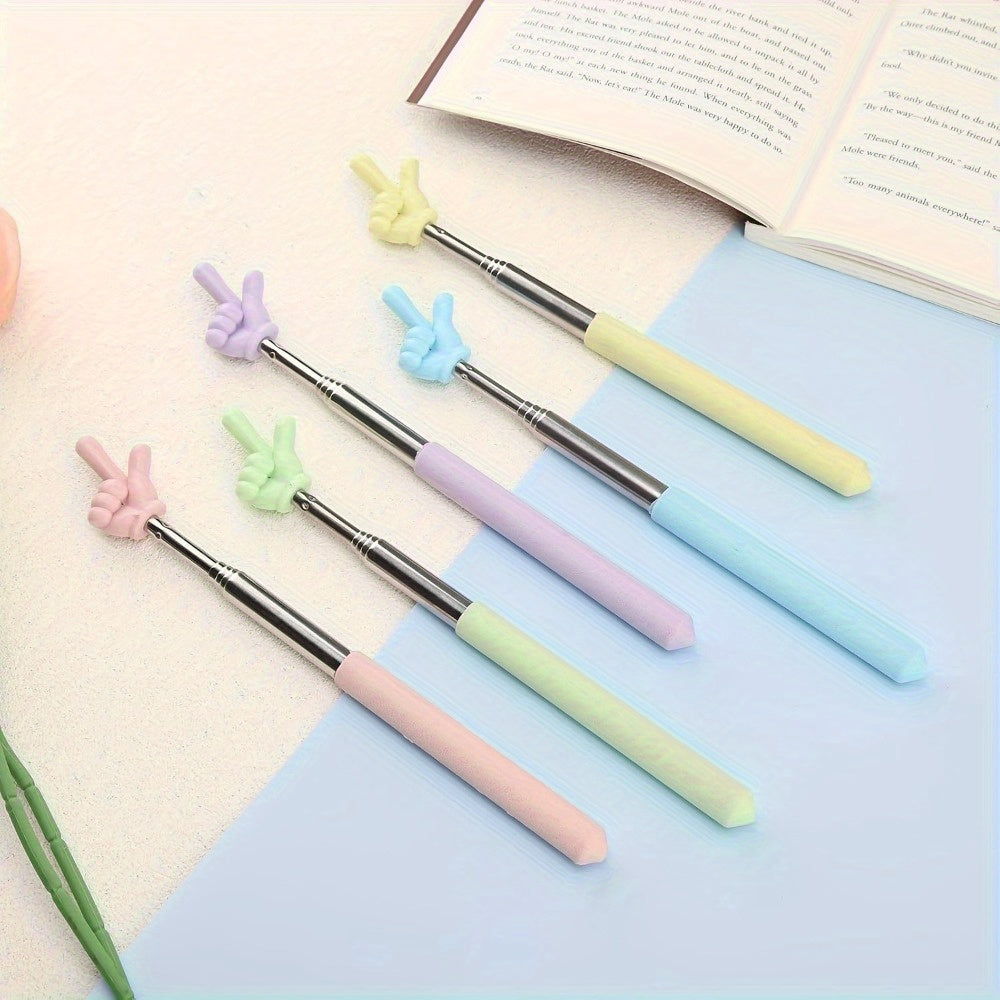 1pc Retractable Finger Reading Rods Stainless Steel Yellow Pink Green Purple