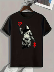 Mysterious Person Print Men's Graphic T shirt Casual Comfy Tees For Summer