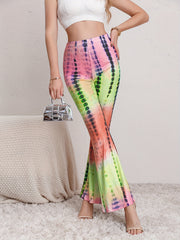 Tie Dye Block Print Flare Leg Yoga Pants