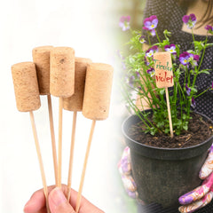 5 Packs Small Fresh Wood Decorative Red Wine Plug Handwritten Plant Label
