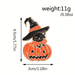 Funny Cat Pumpkin Enamel Brooch for Boys - Cute Halloween Accessory