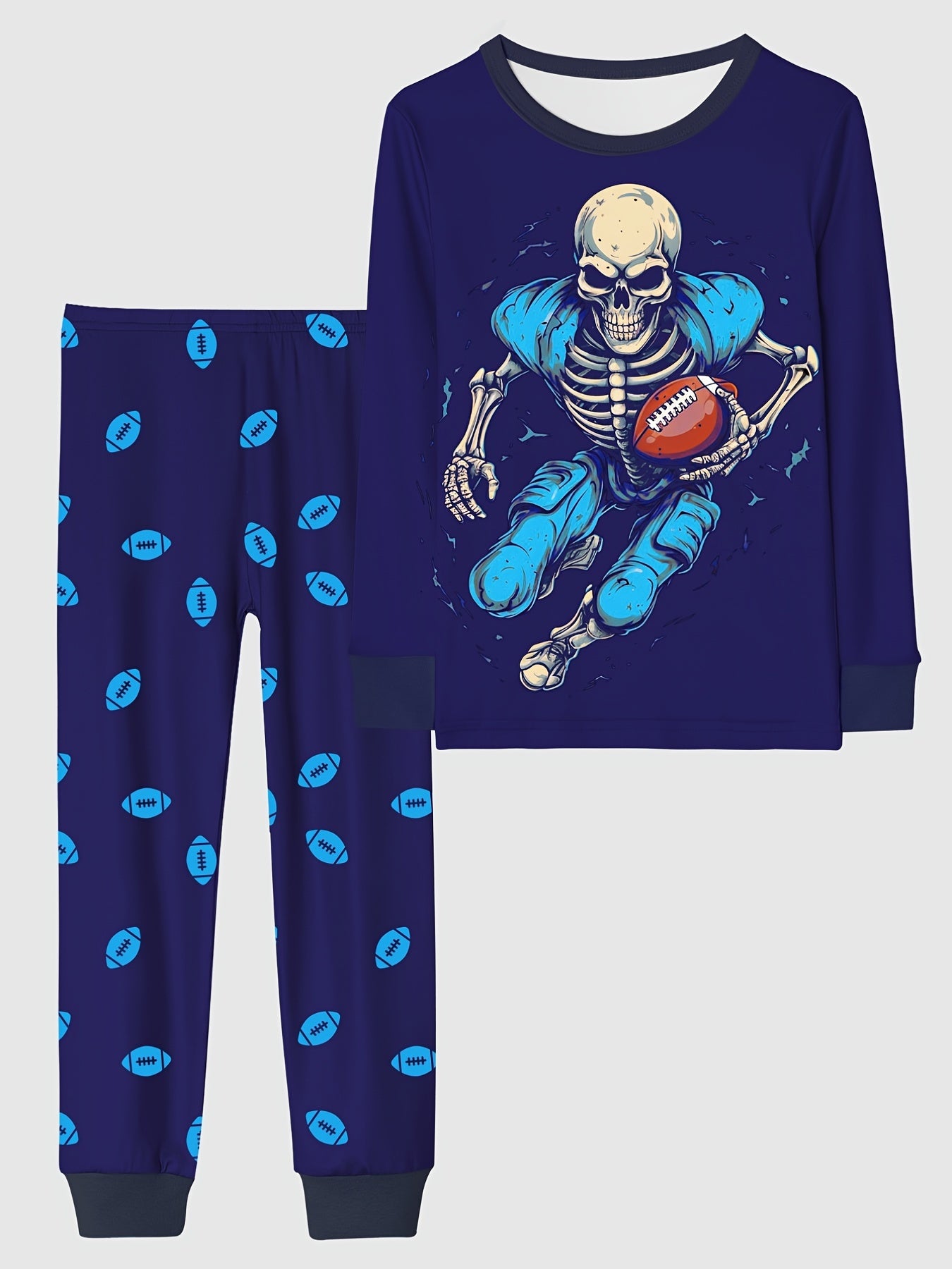 Rugby Skeleton Kid's Pajamas 2pc Set Halloween Style Comfy PJ Loungewear