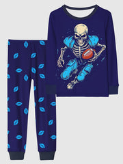Rugby Skeleton Kid's Pajamas 2pc Set Halloween Style Comfy PJ Loungewear