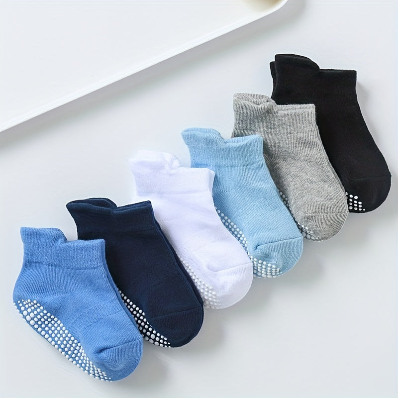 6pairs Baby Cotton Non-slip Boat Socks for Toddlers