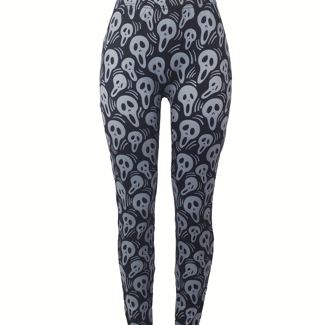 Funny Skull Print High Rise Leggings