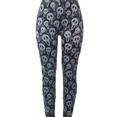 Funny Skull Print High Rise Leggings