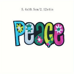 1pc PEACE Letter Patches Embroidered Fabric Patch Iron On Sew On Clothing