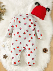 2pcs Baby Girls Ladybug Romper & Hat Set