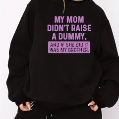 Slogan Print Fleece Sweatshirt & Shorts Outfit Set