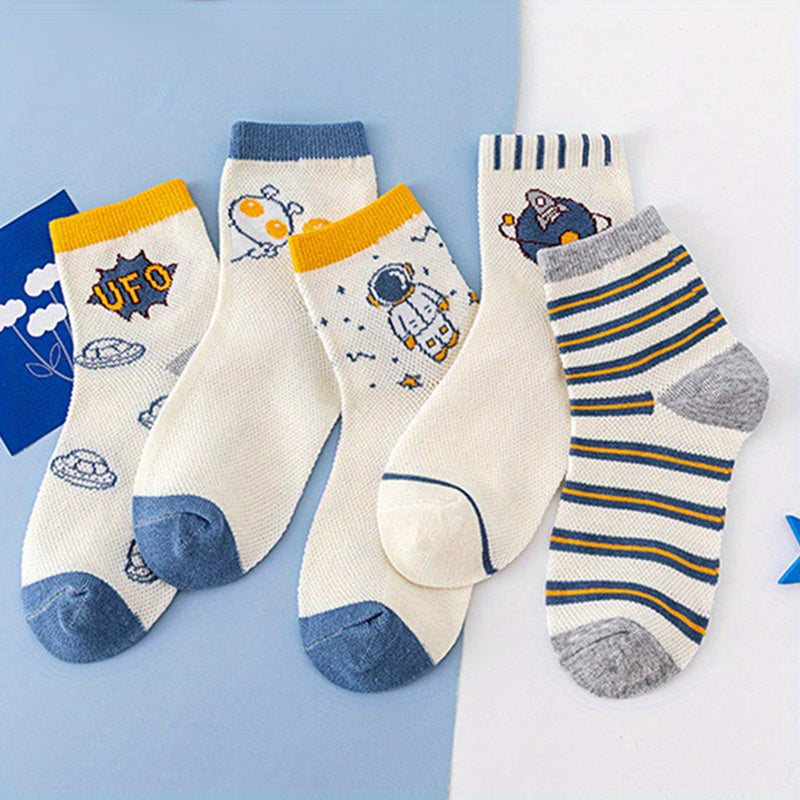 Boys Socks 5 Pairs Thin Breathable Soft Socks