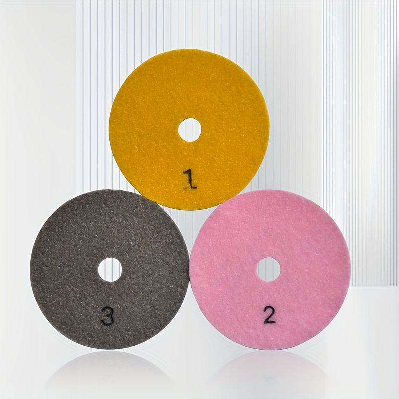 3pcs Wet & Dry Polishing Pads Stone Marble Tile, Flexible