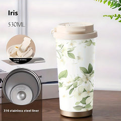 Floral 316 Insulated Travel Tumbler: Stainless Steel Water Cup