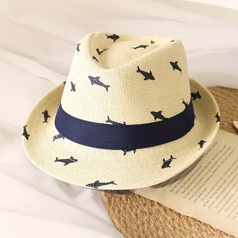 Classic Print Jazz Fedora Cap Straw Sun Hat