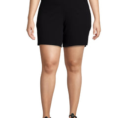 Solid High Rise Stretch Shorts With Pockets