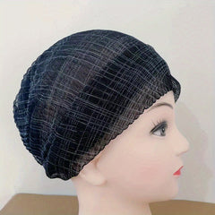 Mesh Turban Cap Elastic Head Wrap Solid Beanie Women Ramadan Bonnet
