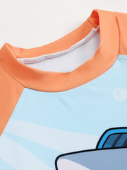 Boys Cartoon Shark Swimwear Set Long Sleeve Casual Kids Clothes