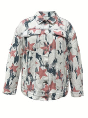Women's Plus Star Print Denim Jacket