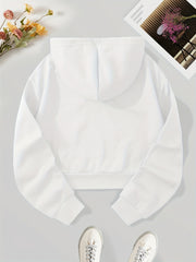 Solid Cropped Hoodies Drawstring Sweatshirt