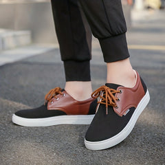 Men's Two Tone Lace up Front Canvas Skate Shoes